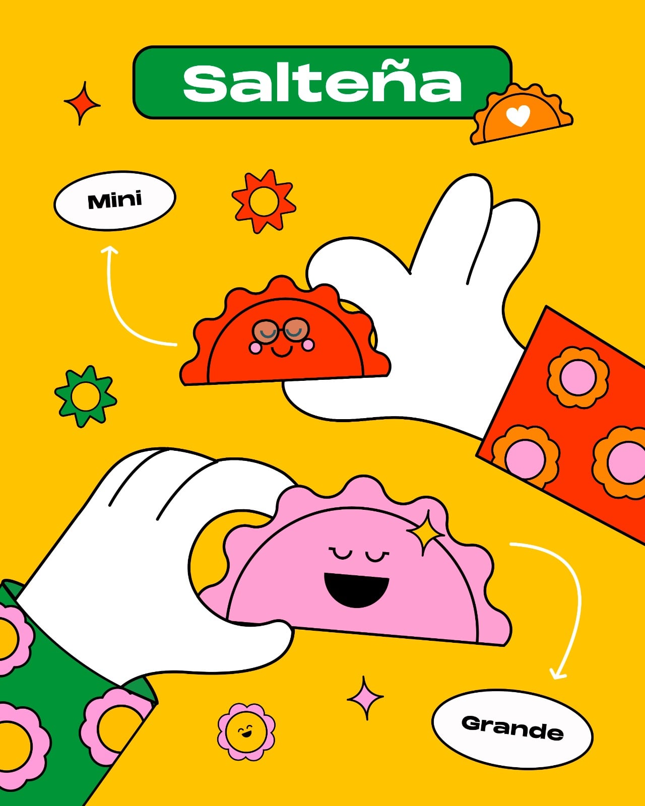 Comparación de tamaños: salteña mini y salteña grande